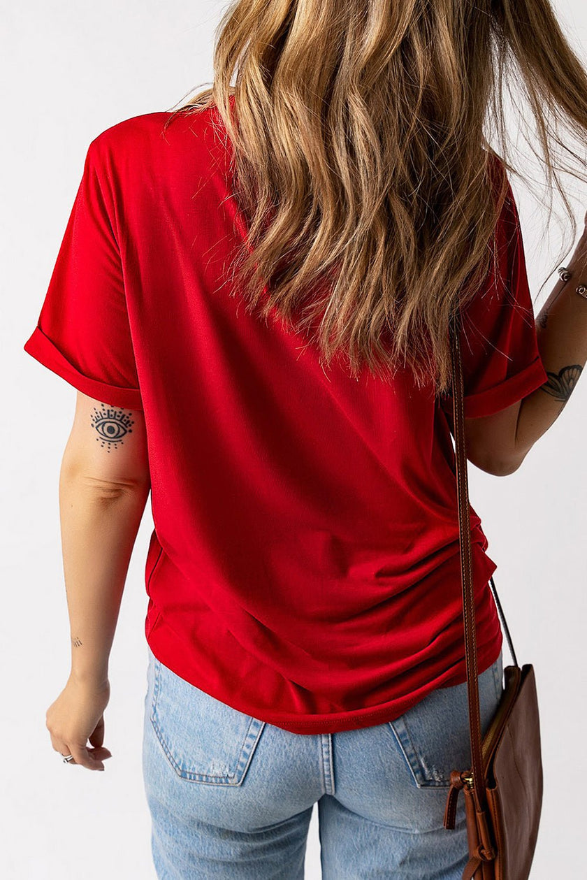 Heart Round Neck Short Sleeve T-Shirt - Carbone's Marketplace