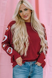 Heart Sequin Round Neck Long Sleeve T-Shirt - Carbone's Marketplace