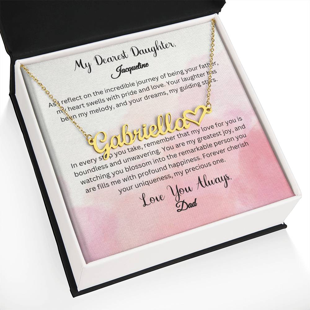 Heartfelt Connection: Embrace Eternal Love with Dearest Daughter's Name Necklace - From Father - Carbone's Marketplace