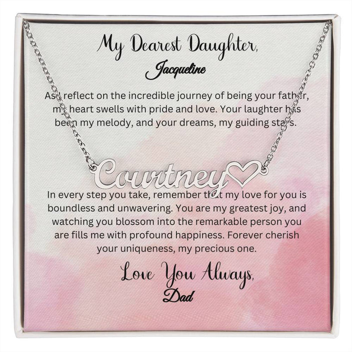 Heartfelt Connection: Embrace Eternal Love with Dearest Daughter's Name Necklace - From Father - Carbone's Marketplace