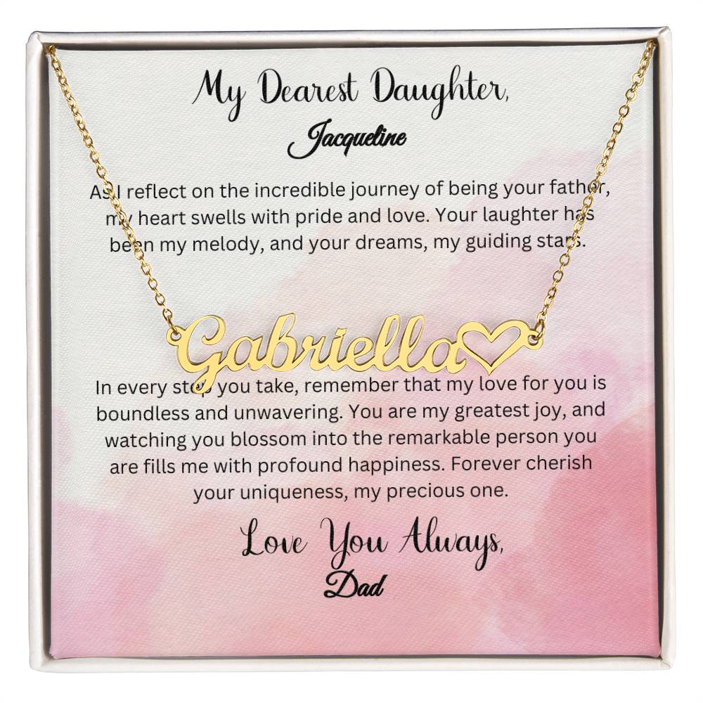 Heartfelt Connection: Embrace Eternal Love with Dearest Daughter's Name Necklace - From Father - Carbone's Marketplace