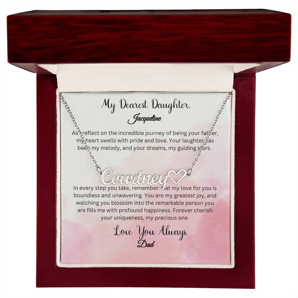 Heartfelt Connection: Embrace Eternal Love with Dearest Daughter's Name Necklace - From Father - Carbone's Marketplace