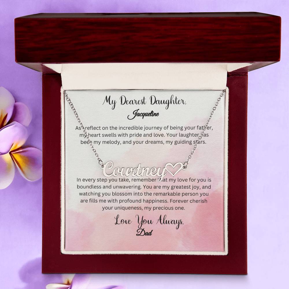 Heartfelt Connection: Embrace Eternal Love with Dearest Daughter's Name Necklace - From Father - Carbone's Marketplace