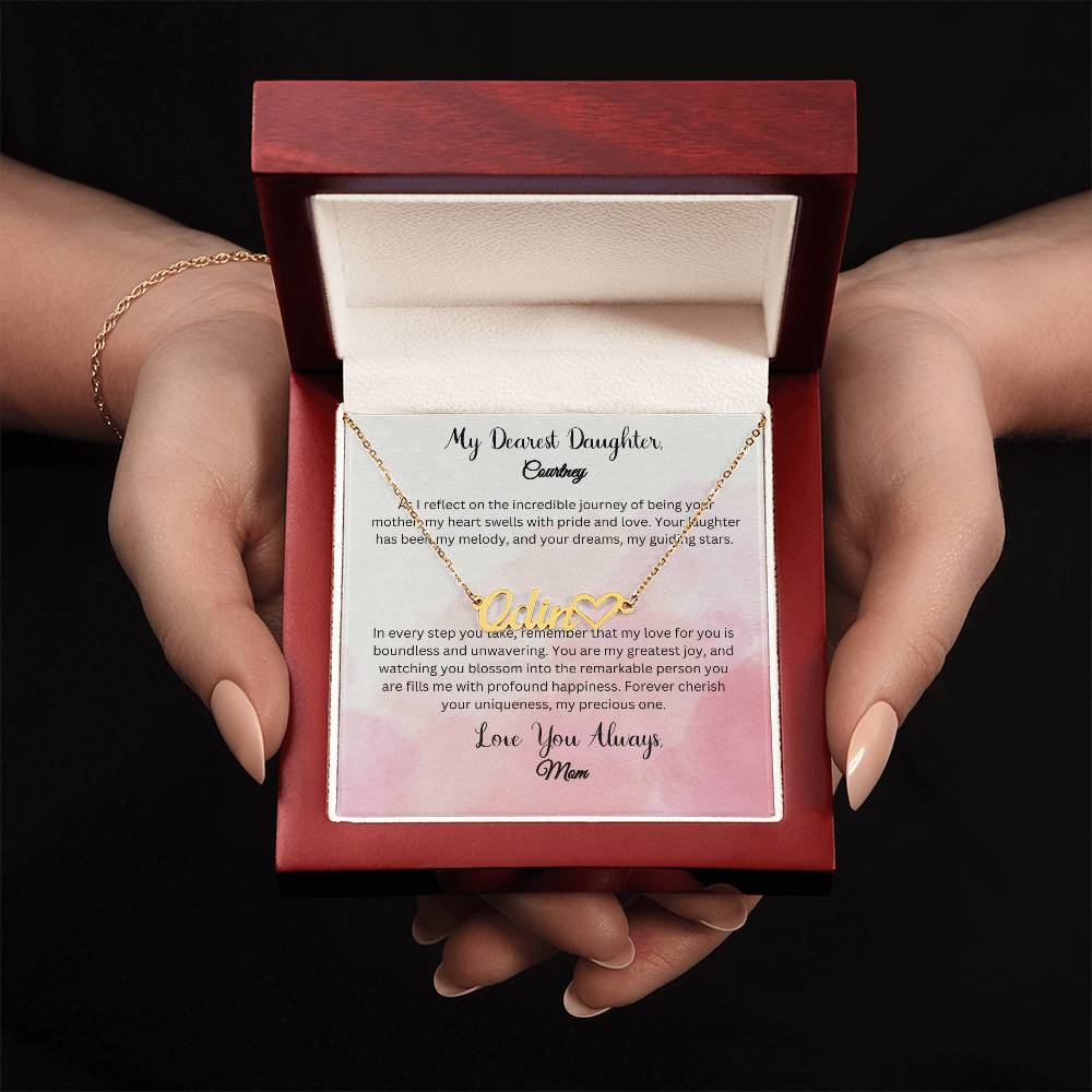 Heartfelt Connection: Embrace Eternal Love with Dearest Daughter's Name Necklace - From Mother - Carbone's Marketplace