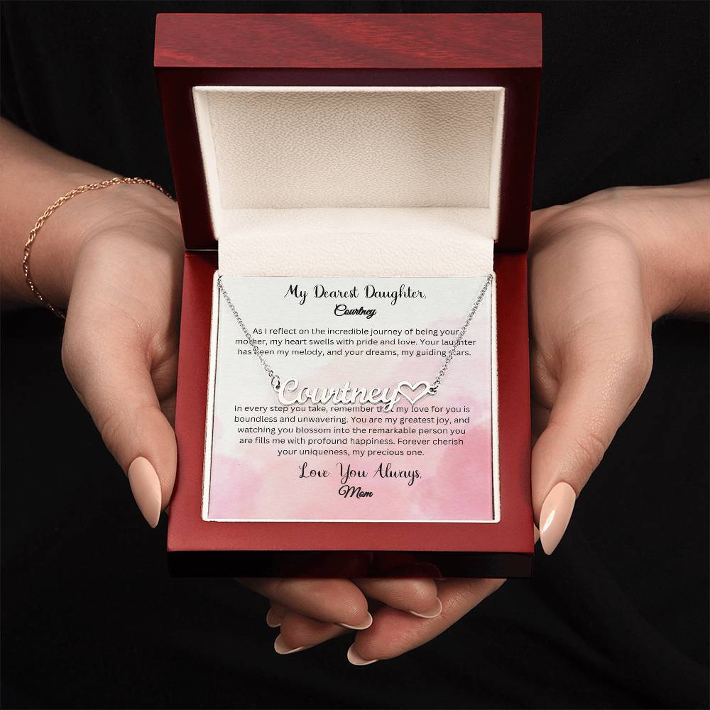 Heartfelt Connection: Embrace Eternal Love with Dearest Daughter's Name Necklace - From Mother - Carbone's Marketplace