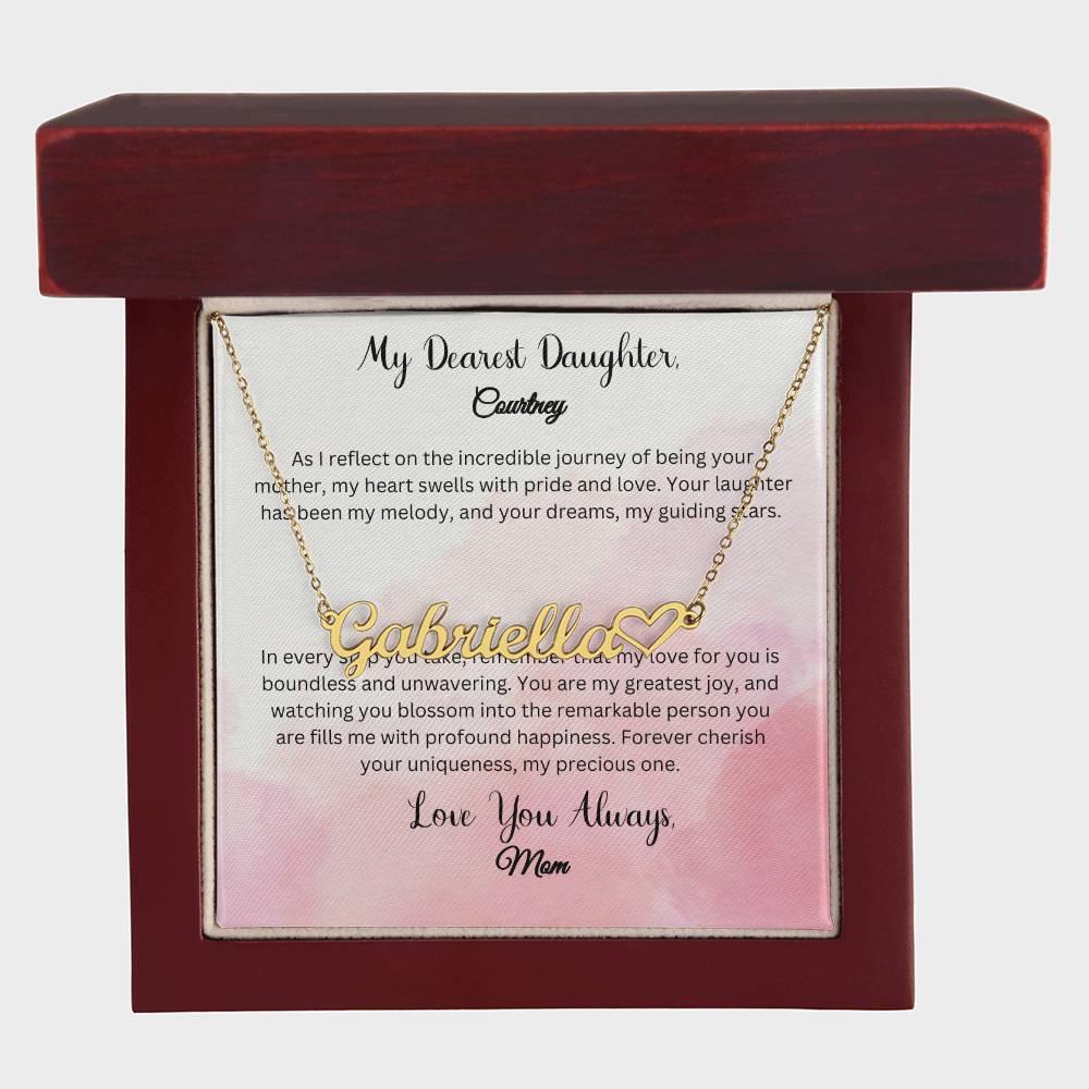 Heartfelt Connection: Embrace Eternal Love with Dearest Daughter's Name Necklace - From Mother - Carbone's Marketplace