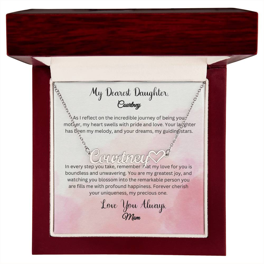 Heartfelt Connection: Embrace Eternal Love with Dearest Daughter's Name Necklace - From Mother - Carbone's Marketplace
