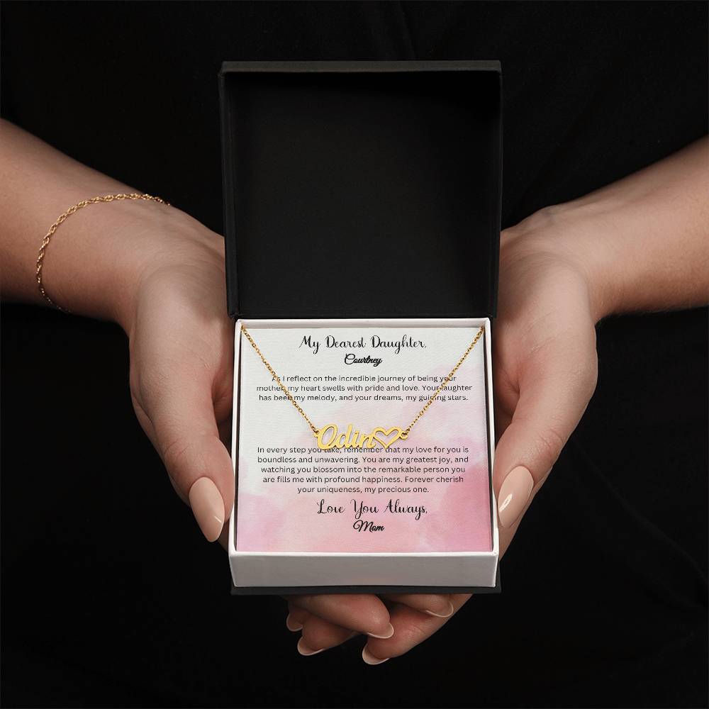 Heartfelt Connection: Embrace Eternal Love with Dearest Daughter's Name Necklace - From Mother - Carbone's Marketplace