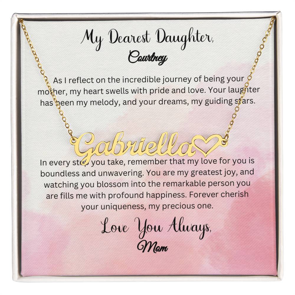 Heartfelt Connection: Embrace Eternal Love with Dearest Daughter's Name Necklace - From Mother - Carbone's Marketplace