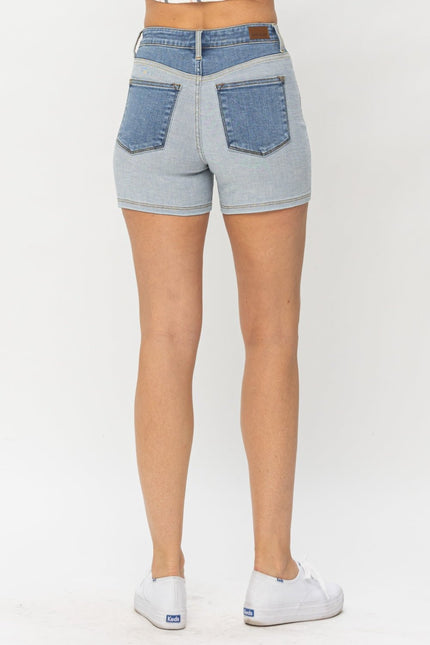 Judy Blue Full Size Color Block Denim Shorts - Carbone's Marketplace
