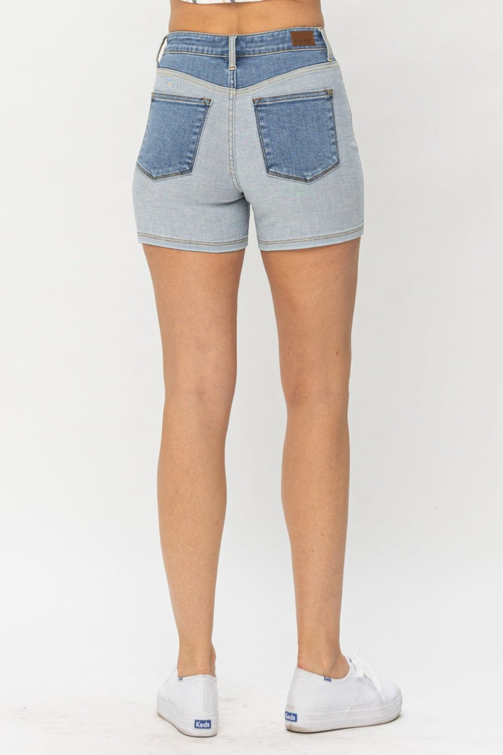 Judy Blue Full Size Color Block Denim Shorts - Carbone's Marketplace