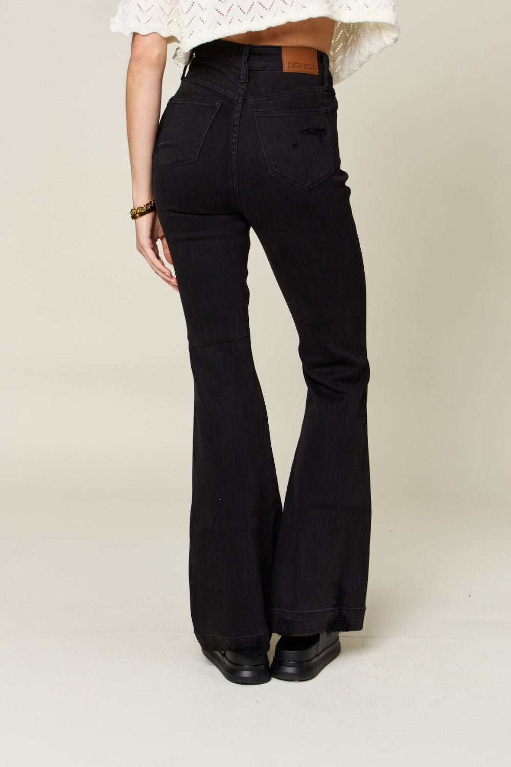 Judy Blue Full Size High Waist Distressed Flare Jeans - Carbone's Marketplace