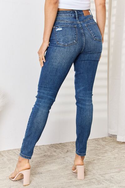 Judy Blue Full Size High Waist Distressed Slim Jeans - Carbone's Marketplace