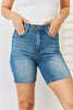 Judy Blue Full Size Tummy Control Double Button Bermuda Denim Shorts - Carbone's Marketplace