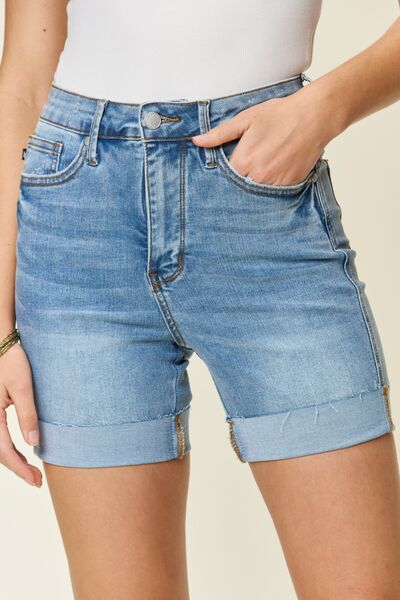 Judy Blue Full Size Tummy Control High Waist Denim Shorts - Carbone's Marketplace