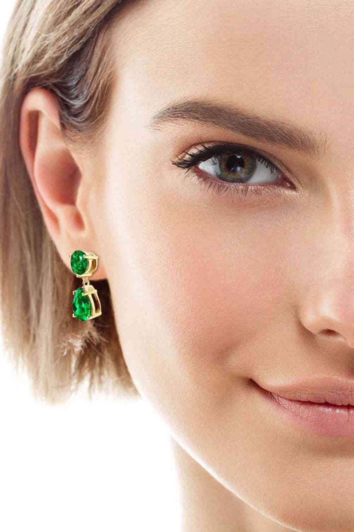 Lab - Grown Emerald Drop Earrings - Carbone's Marketplace