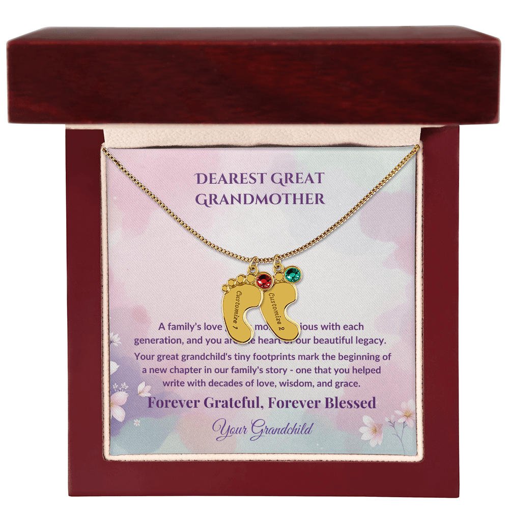 Legacy of Love Great Grandmother Footprint Birthstone Necklace - Carbone's Marketplace