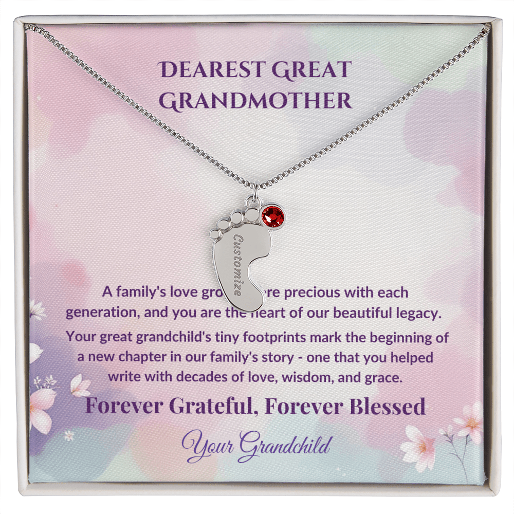 Legacy of Love Great Grandmother Footprint Birthstone Necklace - Carbone's Marketplace