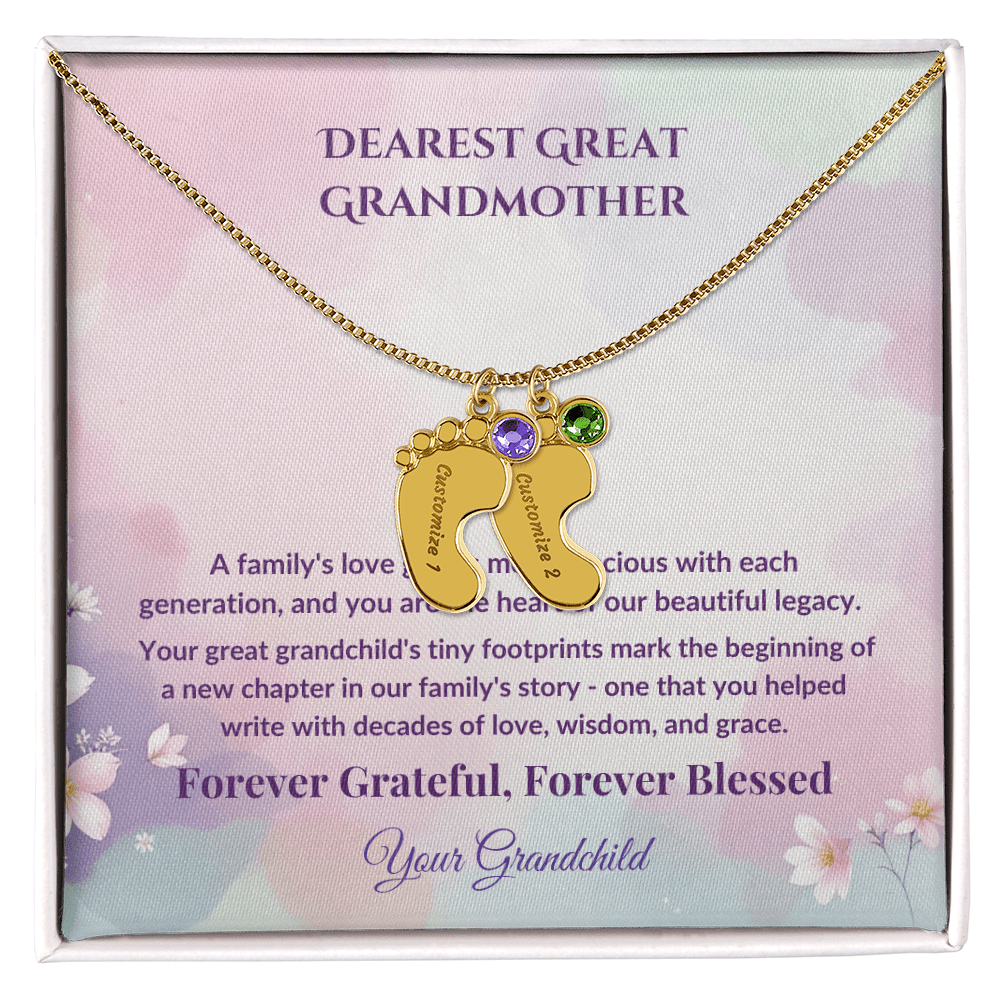 Legacy of Love Great Grandmother Footprint Birthstone Necklace - Carbone's Marketplace