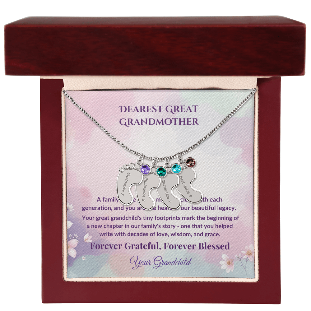 Legacy of Love Great Grandmother Footprint Birthstone Necklace - Carbone's Marketplace