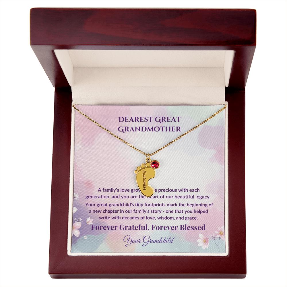 Legacy of Love Great Grandmother Footprint Birthstone Necklace - Carbone's Marketplace