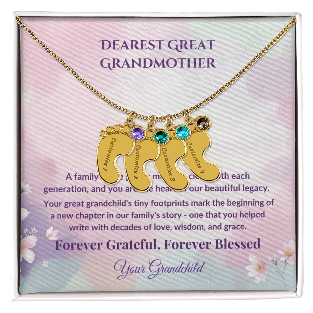 Legacy of Love Great Grandmother Footprint Birthstone Necklace - Carbone's Marketplace