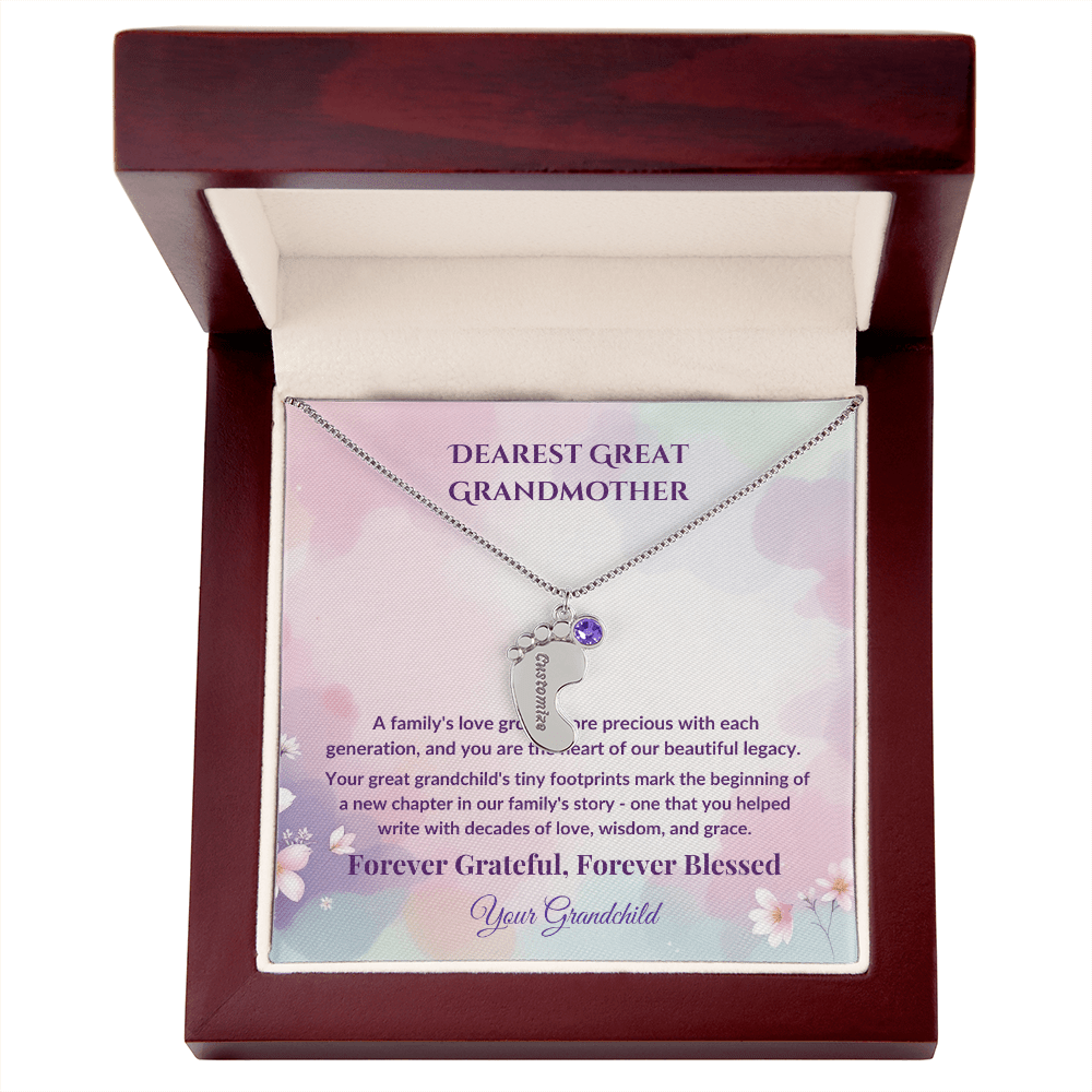 Legacy of Love Great Grandmother Footprint Birthstone Necklace - Carbone's Marketplace