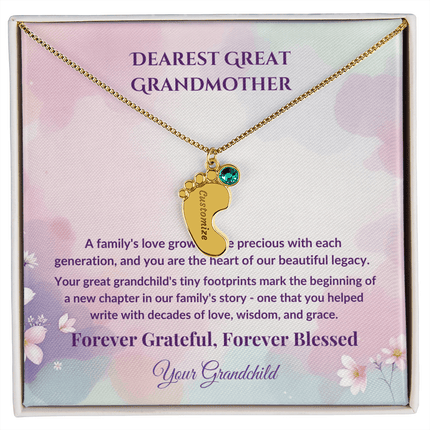 Legacy of Love Great Grandmother Footprint Birthstone Necklace - Carbone's Marketplace