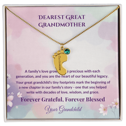 Legacy of Love Great Grandmother Footprint Birthstone Necklace - Carbone's Marketplace
