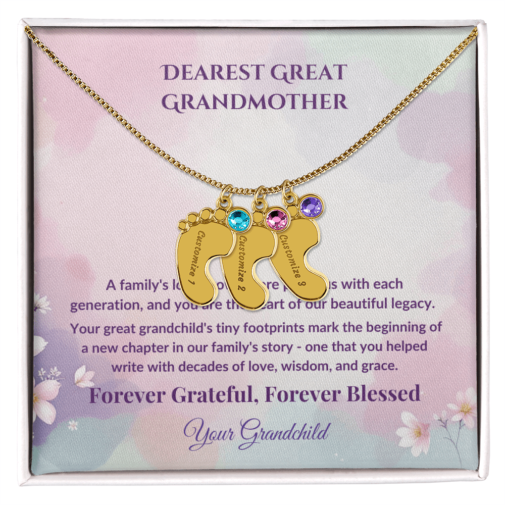 Legacy of Love Great Grandmother Footprint Birthstone Necklace - Carbone's Marketplace