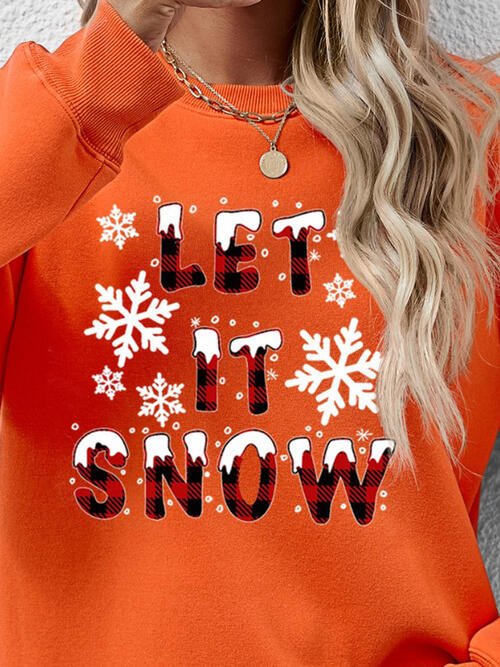 LET IT SNOW Round Neck Long Sleeve Sweatshirt - Carbone's Marketplace