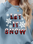 LET IT SNOW Round Neck Long Sleeve Sweatshirt - Carbone's Marketplace