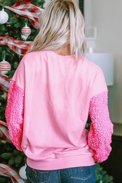 LOVE Sequin Dropped Shoulder Sweatshirt - Carbone's Marketplace