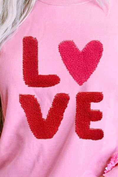 LOVE Sequin Dropped Shoulder Sweatshirt - Carbone's Marketplace