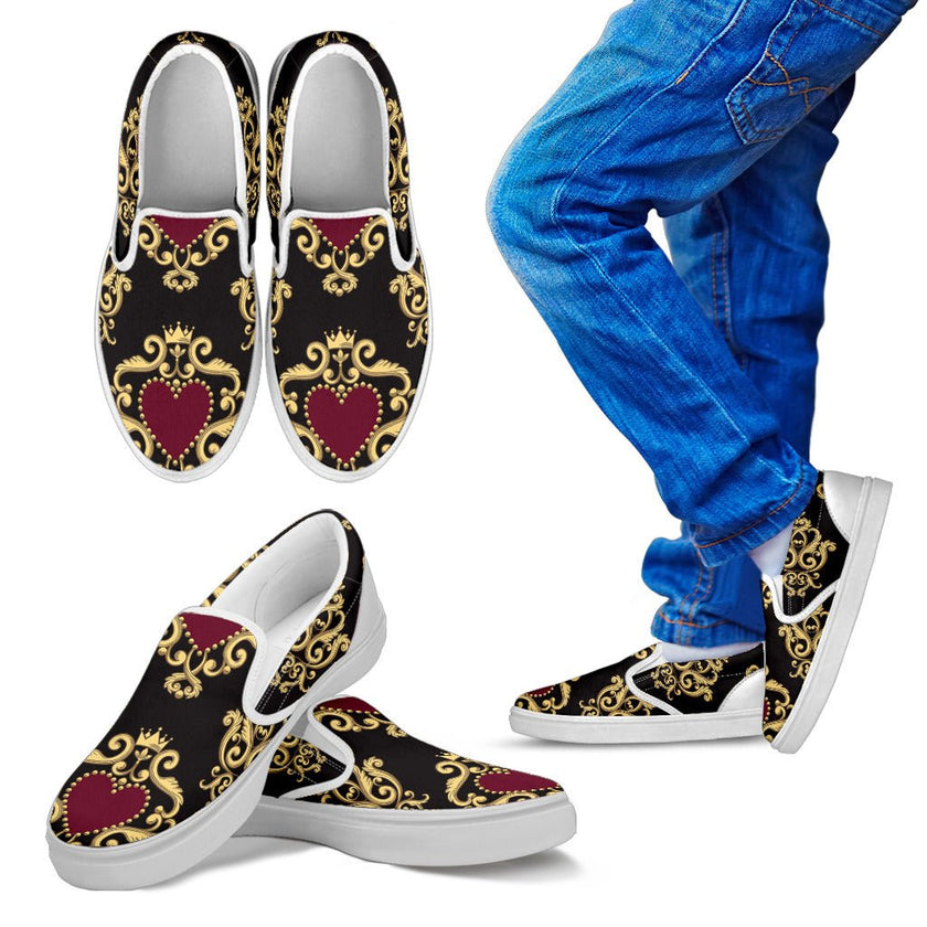 Luxury Royal Hearts Kid's Slip Ons - Carbone's Marketplace
