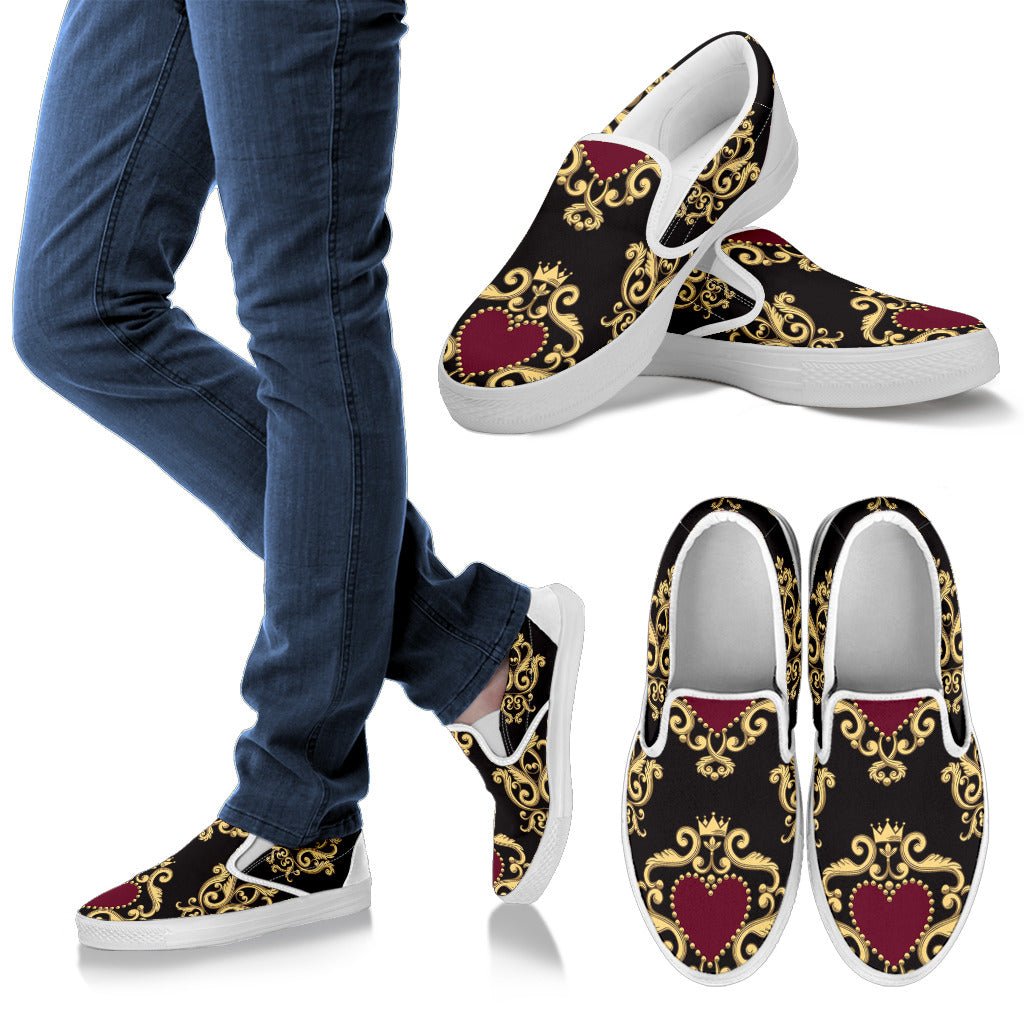 Luxury Royal Hearts Women's Slip Ons - Carbone's Marketplace