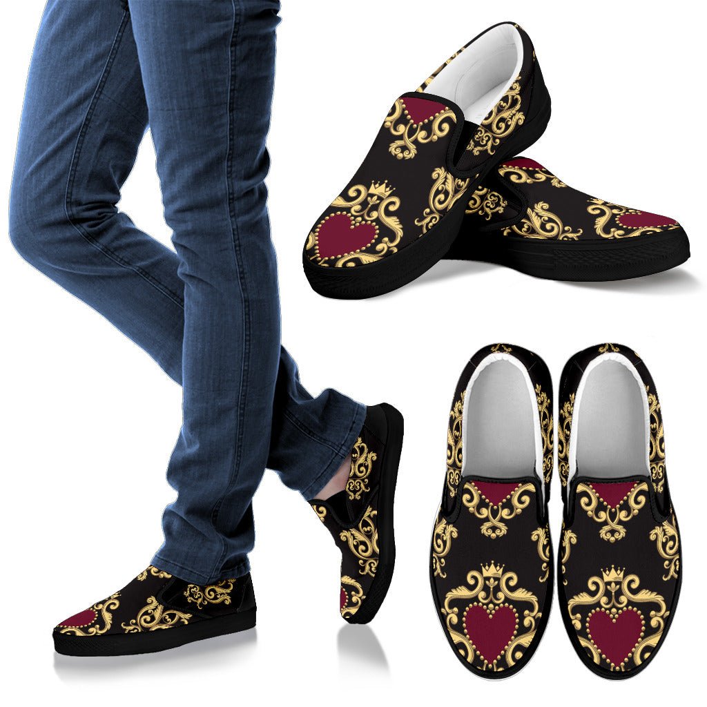 Luxury Royal Hearts Women's Slip Ons - Carbone's Marketplace