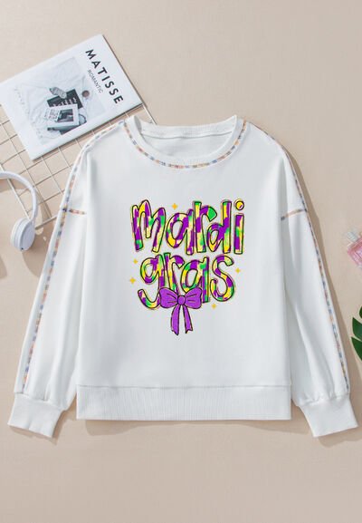 MARDI GRAS Round Neck Long Sleeve Sweatshirt - Carbone's Marketplace