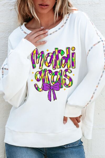 MARDI GRAS Round Neck Long Sleeve Sweatshirt - Carbone's Marketplace