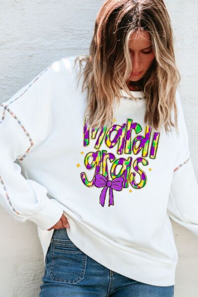 MARDI GRAS Round Neck Long Sleeve Sweatshirt - Carbone's Marketplace