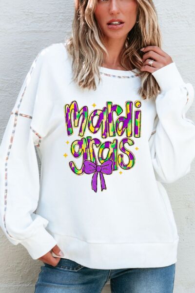MARDI GRAS Round Neck Long Sleeve Sweatshirt - Carbone's Marketplace