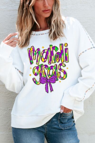 MARDI GRAS Round Neck Long Sleeve Sweatshirt - Carbone's Marketplace