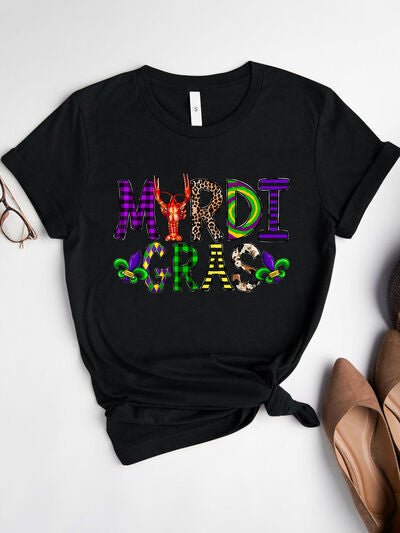 MARDI GRAS Round Neck Short Sleeve T-Shirt - Carbone's Marketplace