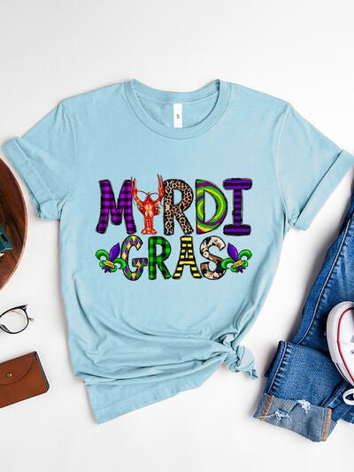 MARDI GRAS Round Neck Short Sleeve T-Shirt - Carbone's Marketplace