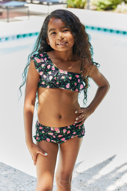 Marina West Swim Clear Waters Two - Piece Swim Set in Black Roses - Carbone's Marketplace