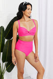 Marina West Swim Take A Dip Twist High - Rise Bikini in Pink - Carbone's Marketplace