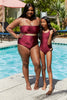 Marina West Swim Wave Break Contrast Trim One - Piece in Wine - Carbone's Marketplace