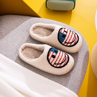 Melody Smiley Face Slippers - American Flag - Carbone's Marketplace