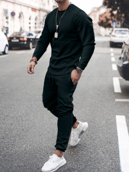 Men's Full Size Round Neck Long Sleeve Top and Pants Set Plus Size - Carbone's Marketplace