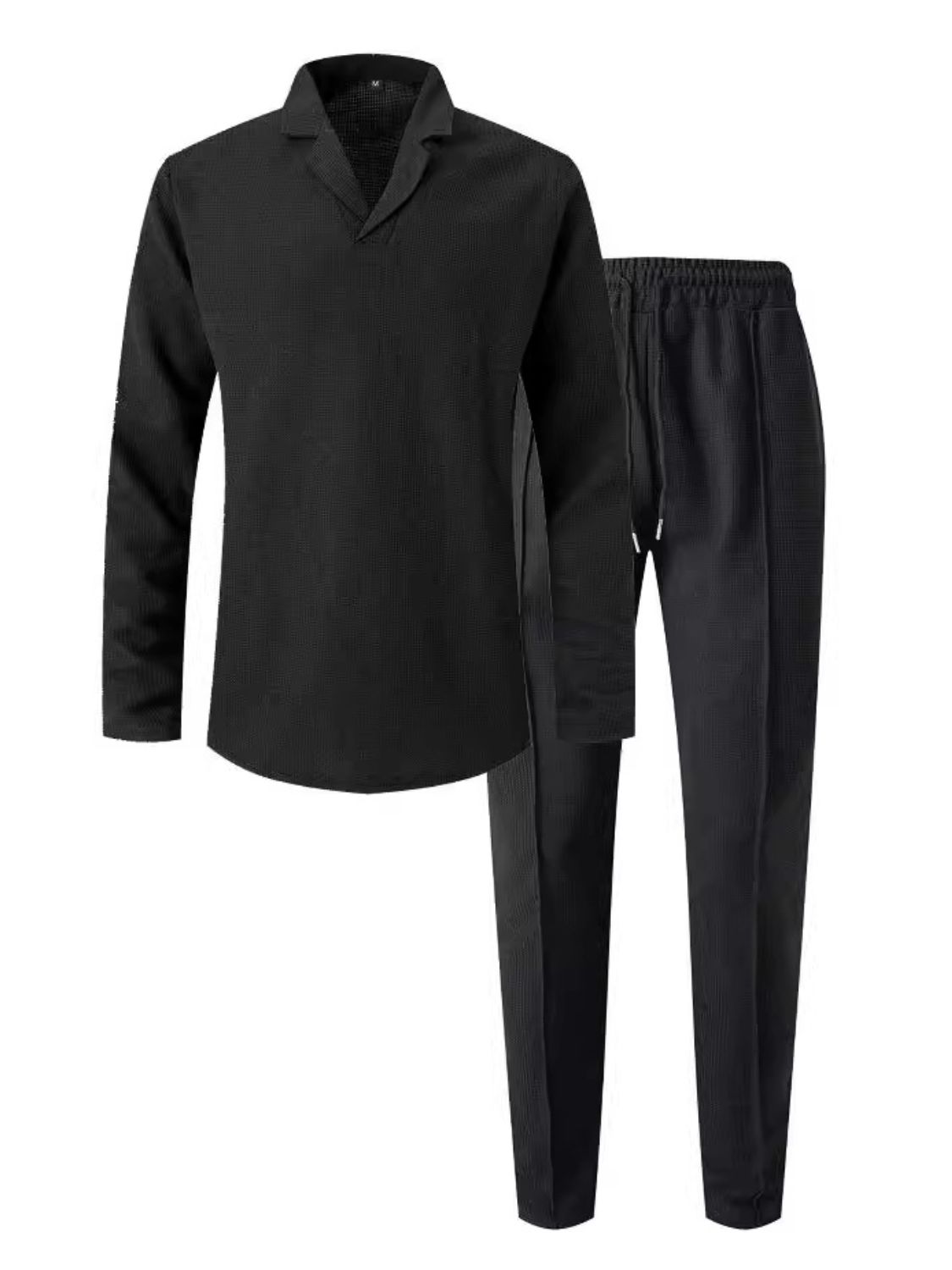 Men's Full Size Waffle - Knit Long Sleeve Top and Pants Set Plus Size - Carbone's Marketplace